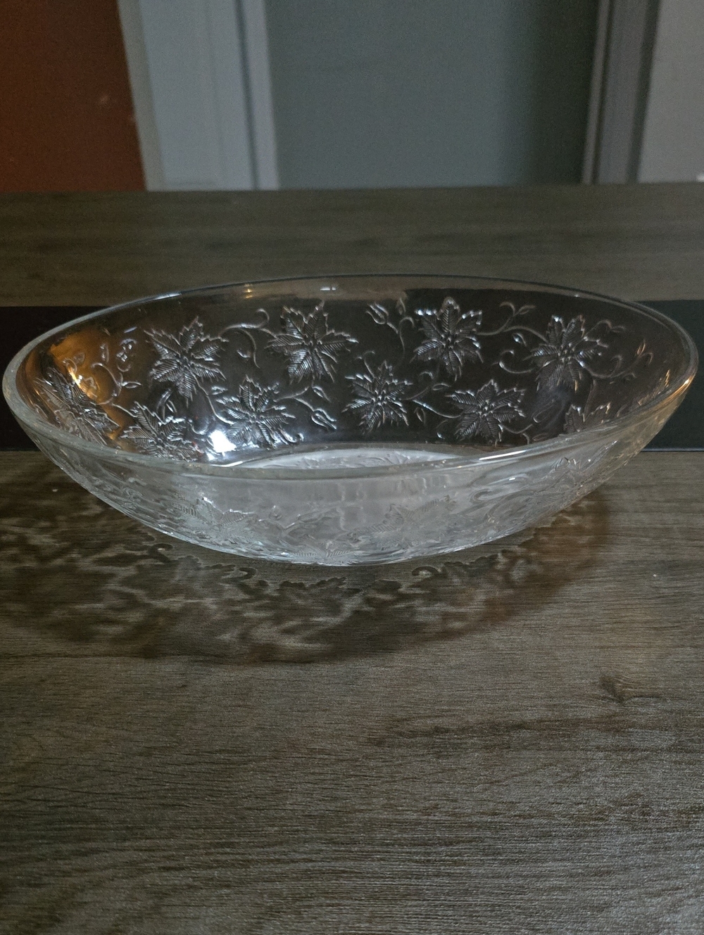Clear Floral Glass Serving Bowl - Home Art
